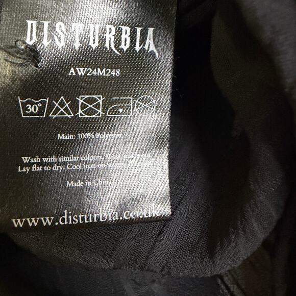 Disturbia Shirt Womens Size 12 Black Check Long Sleeve Button Up Sheer Puff - Picture 11 of 11